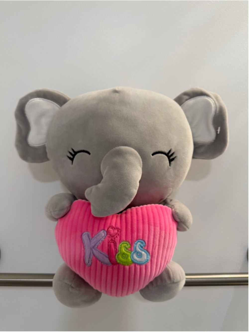 Soft Squishy Elephant w/ Pink Kiss Heart Plush Stuffed Toy